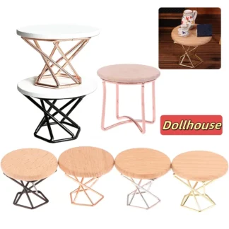 Mesa de centro de simulación para casa de muñecas, mesa de té redonda, modelo de muñeca, muebles en miniatura para decoración, accesorios de construcción de microescena, 1/12