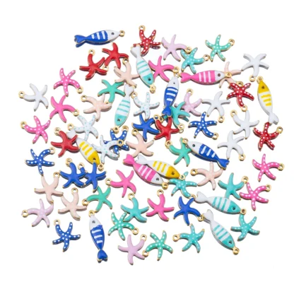 20 unids/lote 304 de acero inoxidable estrella de mar pez de mar colgantes coloridos para collar pulsera fabricación de joyería suministros de accesorios DIY