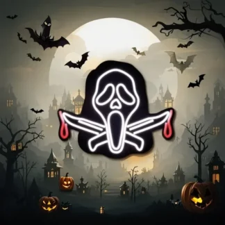 Luz de letrero de neón Led fantasma, decoración de Halloween, fiesta temática aterradora, arte de pared de neón para dormitorio, sala de estar, regalos de seguidores de películas de terror