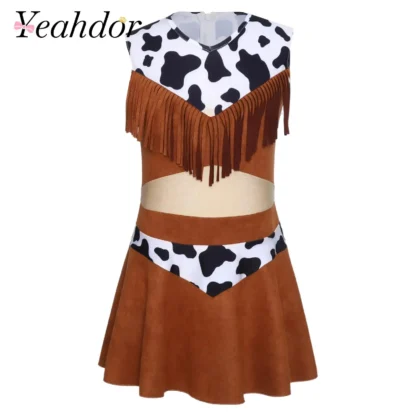 Vestido para niños, vestido de fiesta para niñas, disfraz de vaquera de carnaval, traje occidental de Halloween, disfraz de Cosplay puesta en escena
