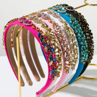 Diadema en forma de corazón de diamante de vidrio Retro francés, diadema de esponja barroca fina, accesorio para el cabello Simple y versátil, estilo coreano