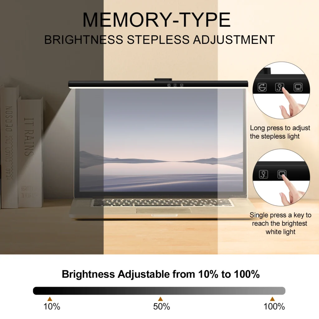 Barra de luz para Monitor de ordenador de 33cm, luces colgantes para pantalla, atenuación continua, lámpara de escritorio USB para estudio, luz de lectura, lámpara para Monitor de mesa