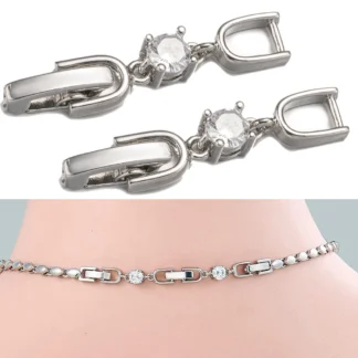 Juego de 5 cierres de extensión plegables con diamantes de imitación de cristal chapado en oro blanco para pulsera, collar y fabricación de joyas DIY