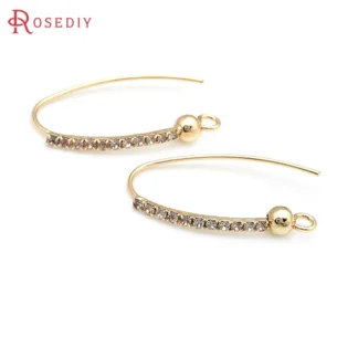 Rosediy-pendientes de latón con circonita para mujer, 4 piezas, Color dorado de 18K, ganchos, accesorios de bricolaje de alta calidad, sitio web oficial