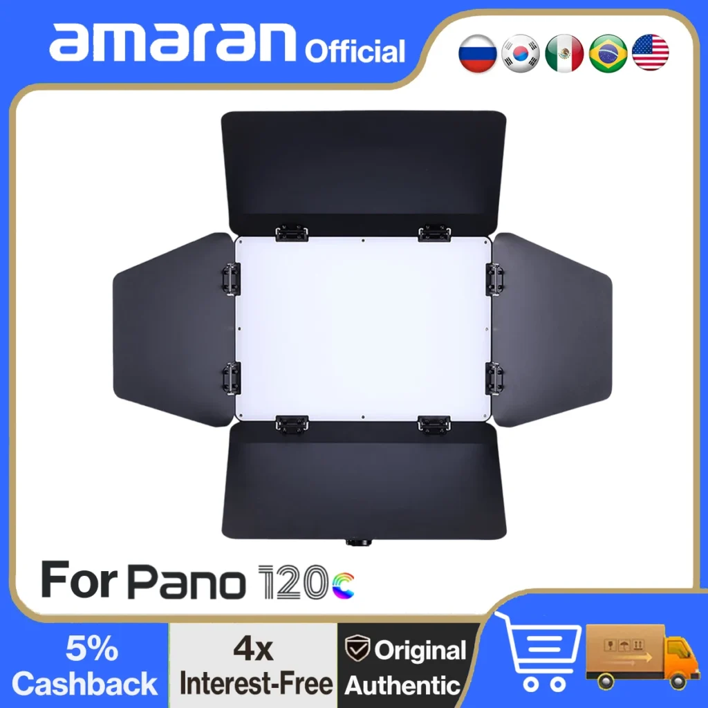 Amaran Barndoors Pano 120c Puertas de Granero Placa de Difusión de extracción de diseño de 4 hojas para panel de luz Amaran Pano 120c