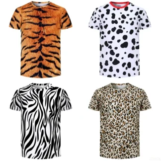 Camiseta de tigre para niños, camisetas con estampado de leopardo en 3D, camisetas informales de animales para niños, camisetas de verano de jirafa y cebra, ropa novedosa dálmata