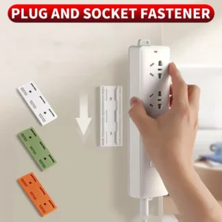 Toocki-fijador de tira de toma de corriente autoadhesivo, soporte de enchufe de fila libre de perforación autoadhesivo montado en la pared para cocina, hogar y oficina