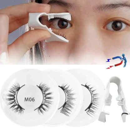 1 par de pestañas postizas magnéticas con pinzas, efecto Natural 3D, pestañas magnéticas, suministros de pestañas reutilizables, Kit de herramientas de maquillaje