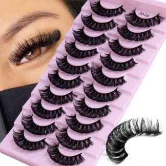 10 pares de pestañas de tira rusas DD Curl pestañas 3D pestañas postizas esponjosas reutilizables extensiones rusas