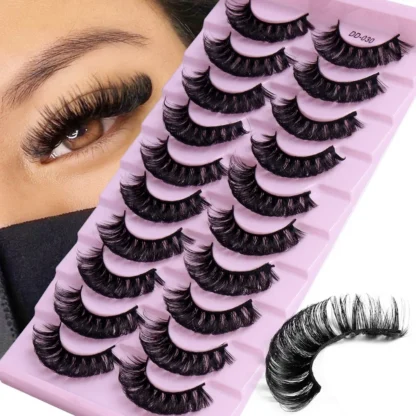 10 pares de pestañas de tira rusas DD Curl pestañas 3D pestañas postizas esponjosas reutilizables extensiones rusas