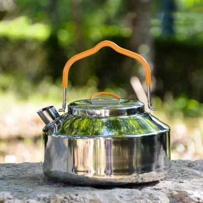 Tetera portátil de acero inoxidable de 0,8l, cafetera, senderismo al aire libre, viajes, Camping, utensilios de cocina, equipo de Camping