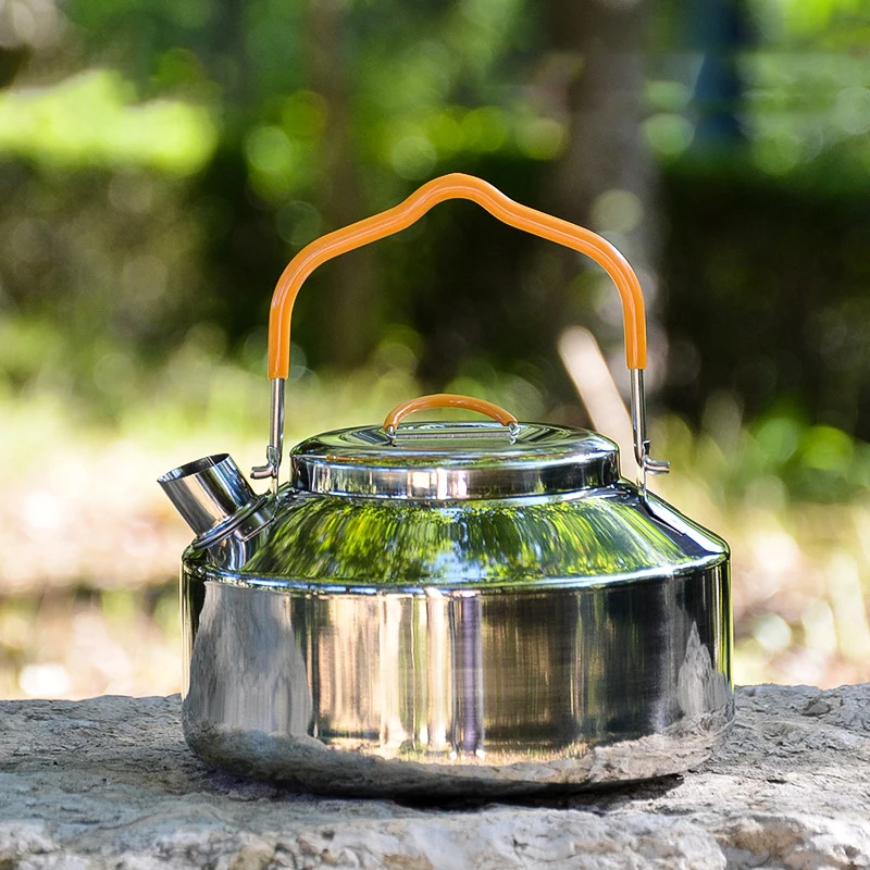 Tetera portátil de acero inoxidable de 0,8l, cafetera, senderismo al aire libre, viajes, Camping, utensilios de cocina, equipo de Camping