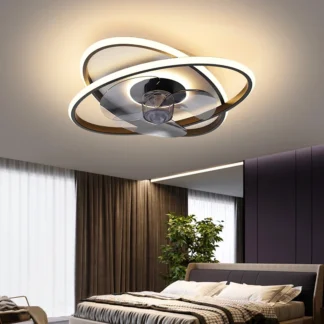 Ventilador de techo con luces led para sala de estar, lámpara con control remoto, color gris, decoración moderna para dormitorio y comedor