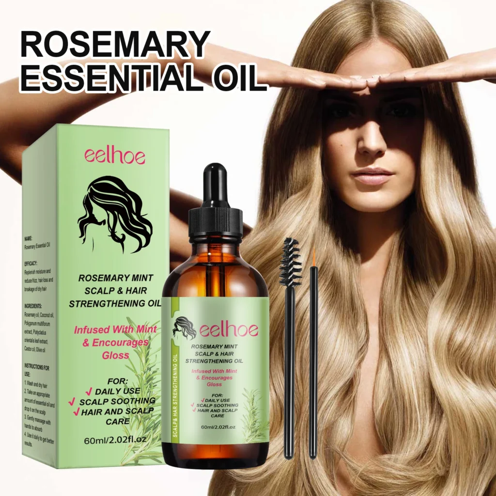 Eelhoe-aceite para el crecimiento del cabello de romero, promueve el crecimiento del cabello, nutre, fortalece las raíces, alivia la tensión del cuero cabelludo, aceite para el cabello denso con cepillo