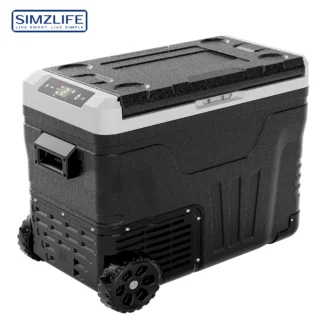 Refrigerador para automóvil SIMZLIFE 35/50L, 12V/24V,110-240V, congelador portátil,-4 ℉ ~68 ℉ Frigorífico con rueda y cesta, para viajes, camping, RV