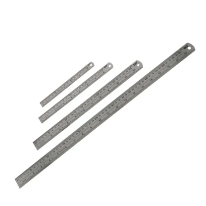 Regla recta de doble cara de acero inoxidable, regla métrica de escala de centímetros y pulgadas, herramienta de medición de precisión de 15cm/20cm/30cm/50cm