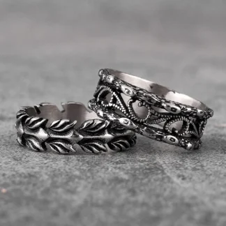 Anillos de acero inoxidable con rama de olivo de la suerte para hombre, amuleto Punk de moda para novio, joyería de motorista, regalo creativo, venta al por mayor