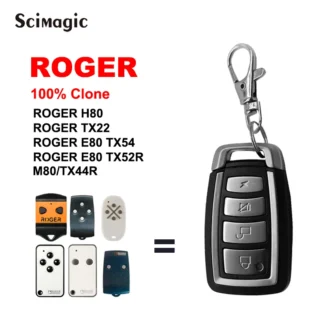 ROGER H80 TX22 E80 TX54R TX52R Abre-puerta de garaje 433,92 MHz Control remoto de código fijo