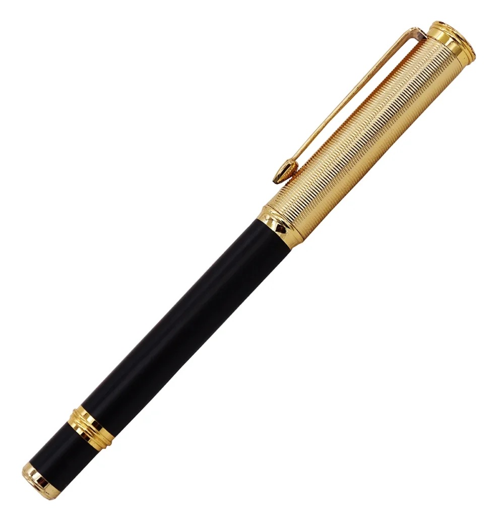 Duke 17-pluma estilográfica de Metal negro mate, con tapa de ondulación hermosa, punta mediana de iridio, para oficina, regalo de negocios, suministros escolares para el hogar