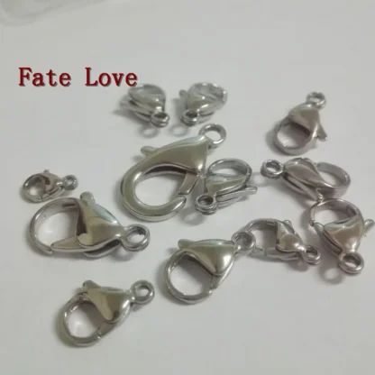 100 Uds plata 15mm cierre de langosta de acero inoxidable y ganchos accesorios de joyería DIY joyería encontrar marcado