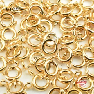 Ganchos de cierres de anillo de resorte rellenos de oro de 14 quilates, suministros al por mayor para pulseras, collares, accesorios de joyería hechos a mano