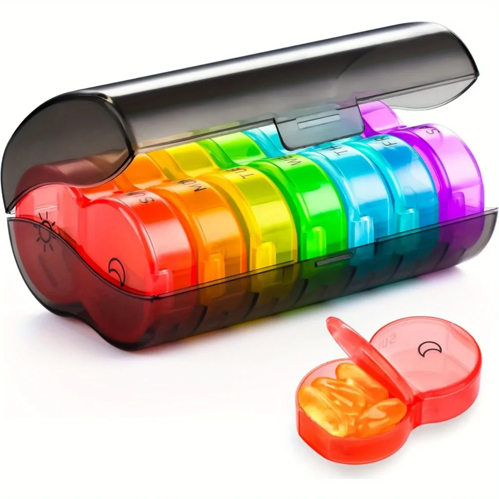 Organizador de pastillas de 2 veces al día, pastillero de viaje grande semanal, 7 días AM PM, contenedor de medicina diaria para soporte de vitaminas, regalo de viaje