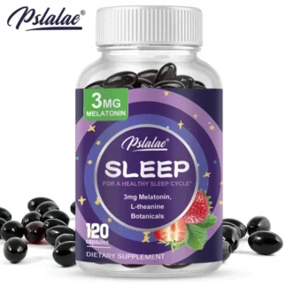 Con cápsulas de melatonina y L-Theanina de 3 mg, apoyo para el sueño, ayuda a la calma la mente y el cuerpo para un sueño mejor y más largo, 120 cápsulas.