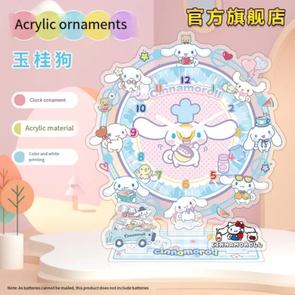 Sanrio Hello Kitty reloj periférico de dibujos animados pequeño soporte de dibujos animados tarjeta personajes acrílicos reloj adornos niños regalo de cumpleaños
