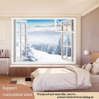 Nuevas cortinas blancas a prueba de viento para ventana de invierno, tela de plástico sellada con película resistente al viento y cálida, aislamiento cálido y anticongelante
