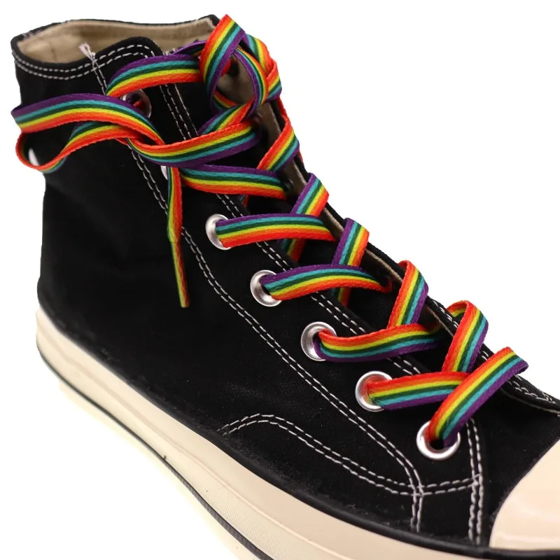 Cordones de lona de corte bajo para zapatos, cordones planos personalizados, Color degradado, versátiles, Unisex, 1 par