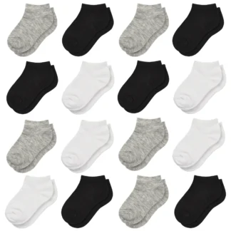 16 pares de calcetines tobilleros - Calcetines bajos para niños pequeños - para calcetines escolares para niños y niñas de 1 a 13 años