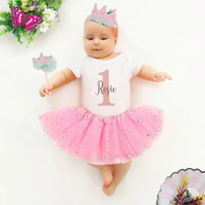 Vestidos personalizados de cumpleaños para niña, faldas tutú con lentejuelas y nombre personalizado, ropa para niña, regalo de cumpleaños infantil, vestido de manga corta para bebé