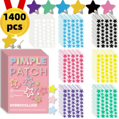 1400PCS Star Acne Patch, parche para el acné facial, parche corrector, parche para el acné, ultrafino y transpirable