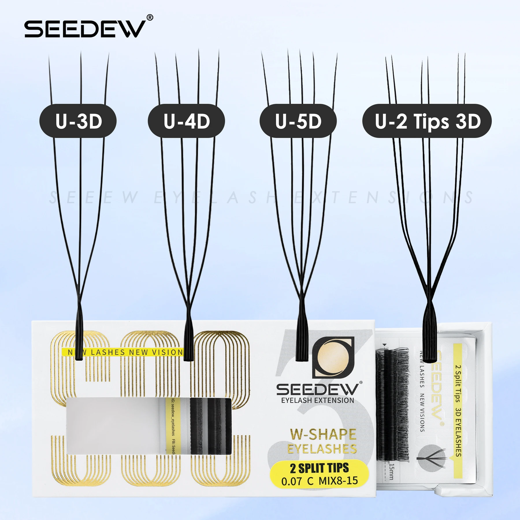 SEEDEW 3D/4D/5D extensión de pestañas en forma de U pestañas postizas Premium maquillaje de grupos de pestañas suaves