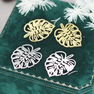 Dijes de hojas de palma de la Selva exquisita para mujer, accesorios de fabricación de joyas, colgante de acero inoxidable, apto para pendientes, pulseras, artesanía, 3 piezas