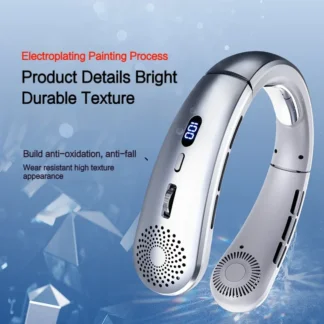 Ventilador de cuello, ventilador portátil ligero, ventilador manos libres de 5 velocidades de bajo ruido, ventilador deportivo con diseño de auriculares colgantes para interiores y exteriores