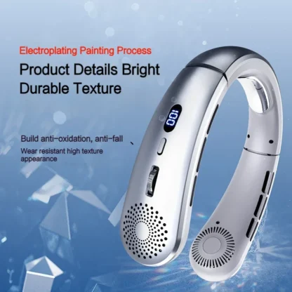 Ventilador de cuello, ventilador portátil ligero, ventilador manos libres de 5 velocidades de bajo ruido, ventilador deportivo con diseño de auriculares colgantes para interiores y exteriores