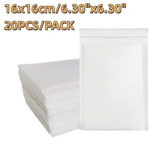 Sobres acolchados blancos cuadrados de 20 piezas, 16x16cm, sobres de burbujas resistentes para electrónica pequeña, coleccionables, almacenamiento de artículos de lujo