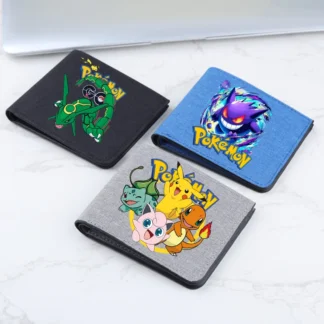 Cartera con figura de Pokemons, monedero plegable de Pikachu de Anime, tarjetero para hombre, monederos multifunción, bonito regalo de cumpleaños