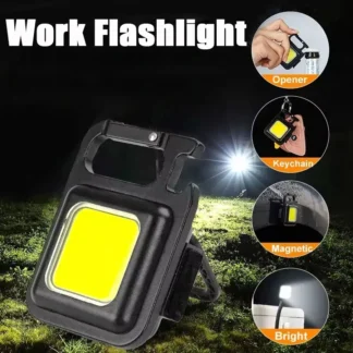 Mini linterna de trabajo COB LED recargable portátil con llavero magnético multifunción gancho luz para pesca al aire libre senderismo