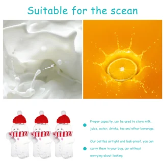 3 juegos de botellas de jugo de plástico de 350Ml, contenedores de bebidas en forma de hombre de jengibre navideño, botellas de agua recargables a prueba de fugas para