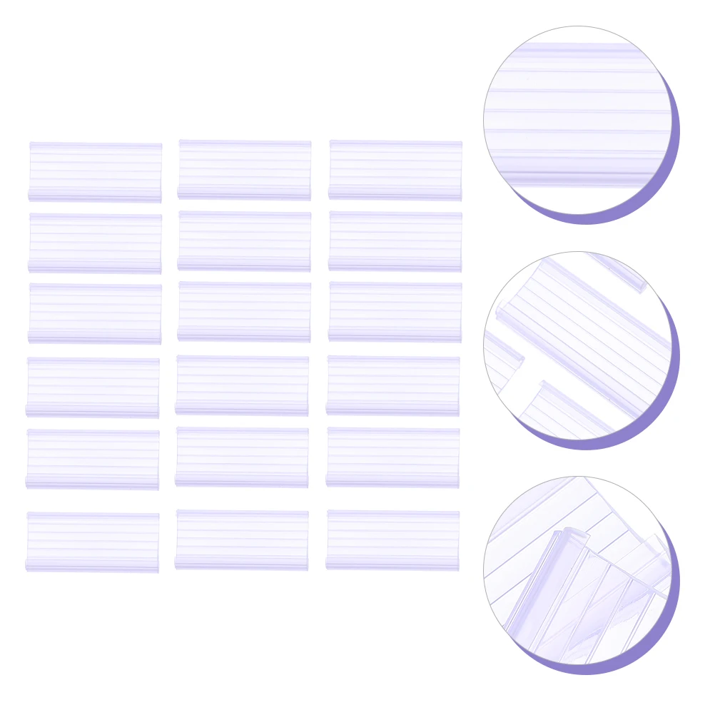 Portaetiquetas transparente en forma de arco de PVC, soporte de precio para supermercados, tiendas minoristas, impermeable, a prueba de polvo, 40 Uds.