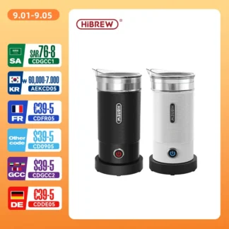 HiBREW Espumador de leche eléctrico Espumador Mezclador de chocolate frío/caliente Latte Cappuccino calentador de leche completamente automático fresco M1A