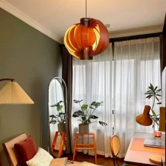 Luz de restaurante de estilo de madera, lámpara colgante de madera maciza retro francesa japonesa para sala de estar y dormitorio