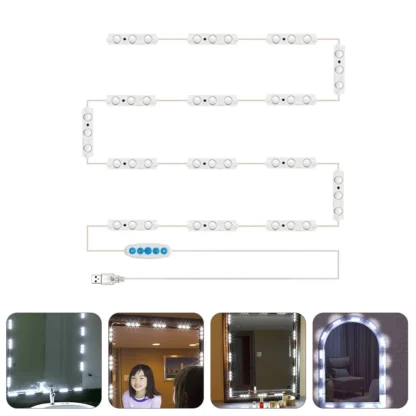 Tira de luces LED para espejo de maquillaje, tocador largo para baño, iluminación profesional, ojos no deslumbrantes, marco de espejo seguro y firme