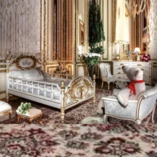 Cama individual con flores talladas de madera maciza, cama para niños, cama de princesa, pintada, cuna