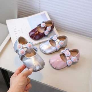 Primavera otoño niñas zapatos de cuero dulce Ballet versátil niños casual princesa vestido zapatos lindo Chic flor niños zapatos planos