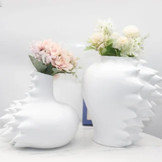 Florero de cerámica con picos de esquina afilados, abstracción geométrica, arreglo floral artesanal de cerámica Irregular, decoración del hogar