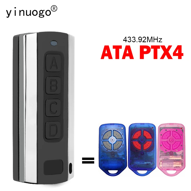 Control remoto de puerta de garaje eléctrica ATA PTX4, reemplazo para clon ATA PTX4, control remoto de 433,92 MHz, abridor de puerta eléctrico