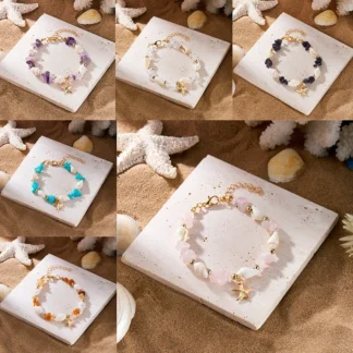 Collar bohemio de cuentas de concha de estrella de mar de playa para mujeres y niñas, pulsera de estrella de mar de concha de verano, tobillera de estilo de vacaciones, regalos